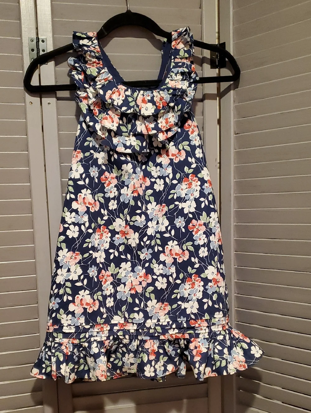 Ralph Lauren Navy Floral Ruffle Lined Sundress Size 8